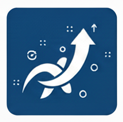 Icon with arrows diverging and rising, representing strategic planning for scaling revenue.